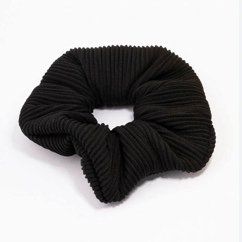 Black Ribbed Hair Scrunchies